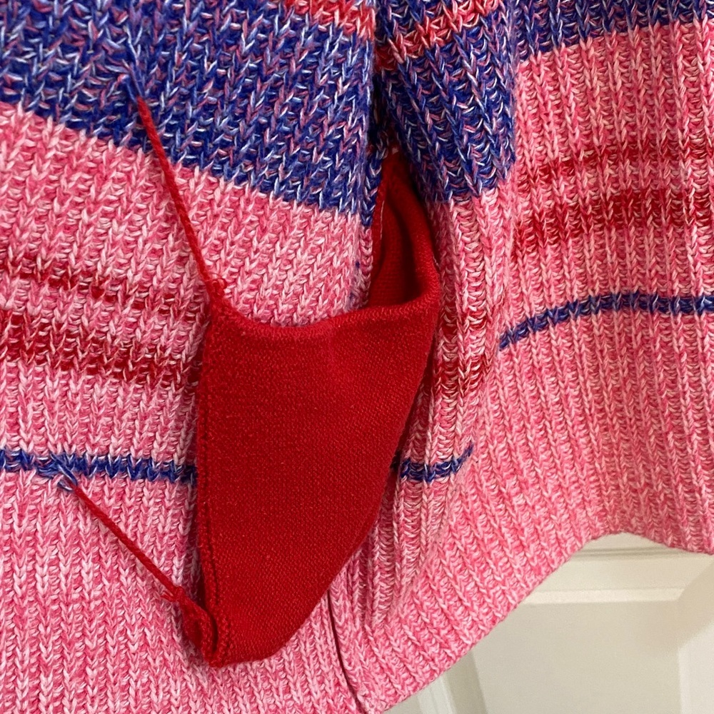 Peace Love World Pink, Indigo and Red Striped Cardigan 100% cotton - Picture 4 of 5